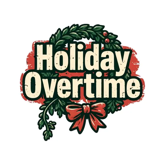 Holiday Overtime Wreath Badge Green Cream