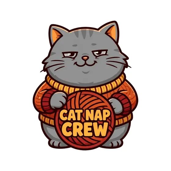 Grey Cat Holding Yarn Ball Badge