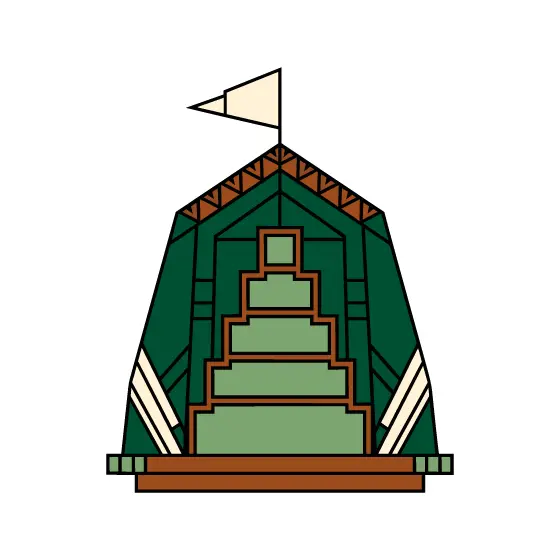 Rounded Dome Tent With Cream Pennant