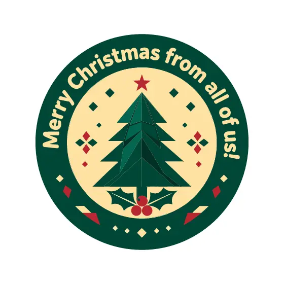 Green Circular Pine Badge With Holly