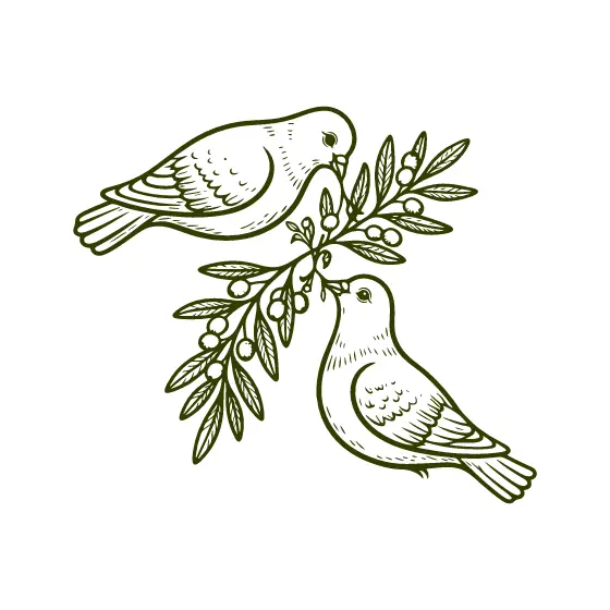Doves With Olive Branch Spray