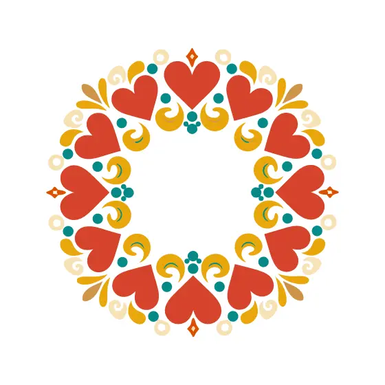 Circular Red Heart Folk Wreath