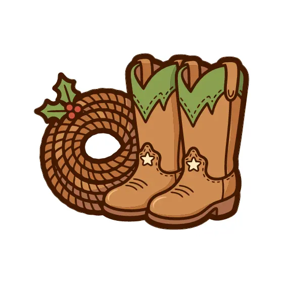 Tan Boots with Rope Lasso and Holly