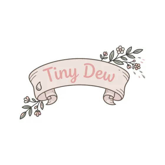 Dusty Rose Ribbon Banner With Dewdrop