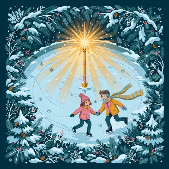 Couple Skating Under Starburst Lamp