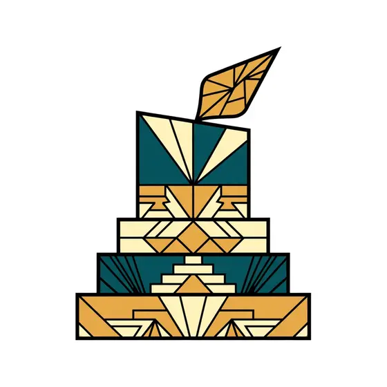 Art Deco Candle With Teal Tiers