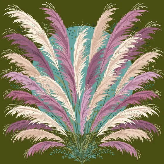 Cream and Mauve Pampas Grass Fan