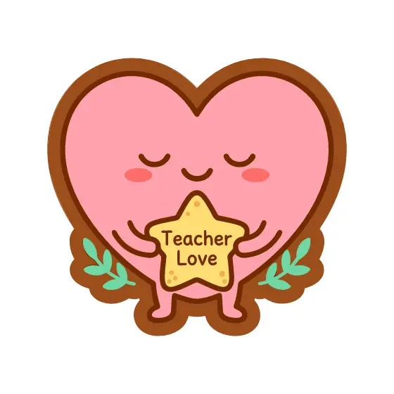 Pink Heart Hugging Teacher Love Star