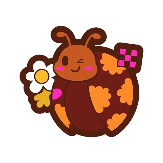 Winking Ladybug With Pink Checkerboard