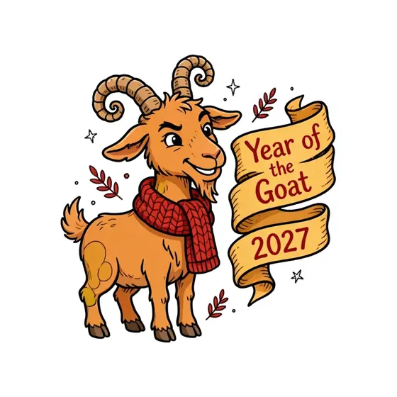 Grinning Goat With Red Scarf