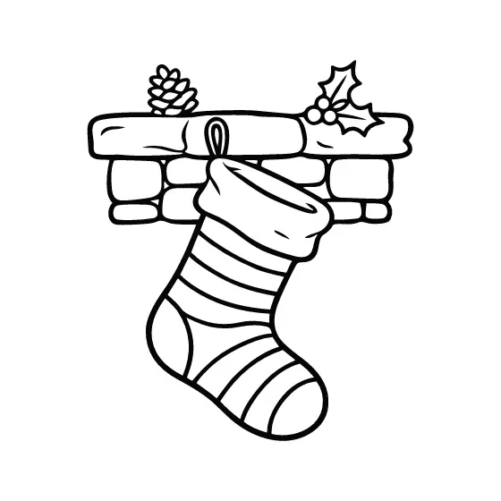Striped Christmas Stocking on Mantel