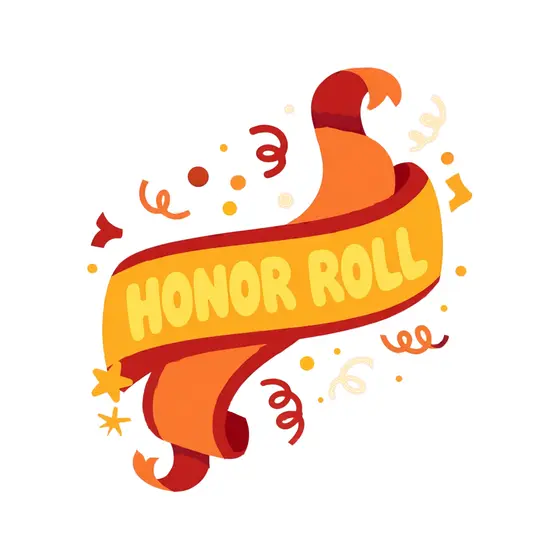 Honor Roll Ribbon With Yellow Lettering