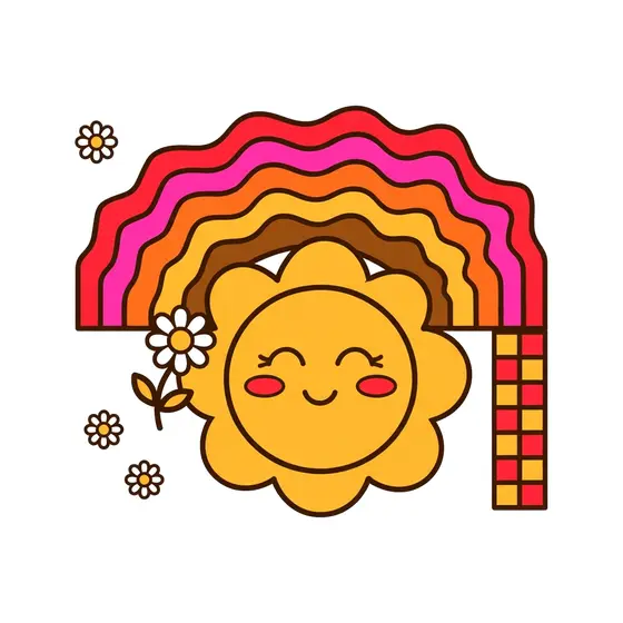 Smiling Sun With Wide Rainbow Arc