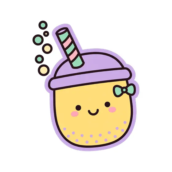 Yellow Boba Cup With Lavender Lid