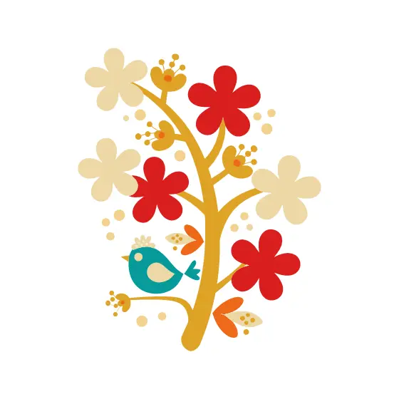 Tall Blossom Tree With Songbird