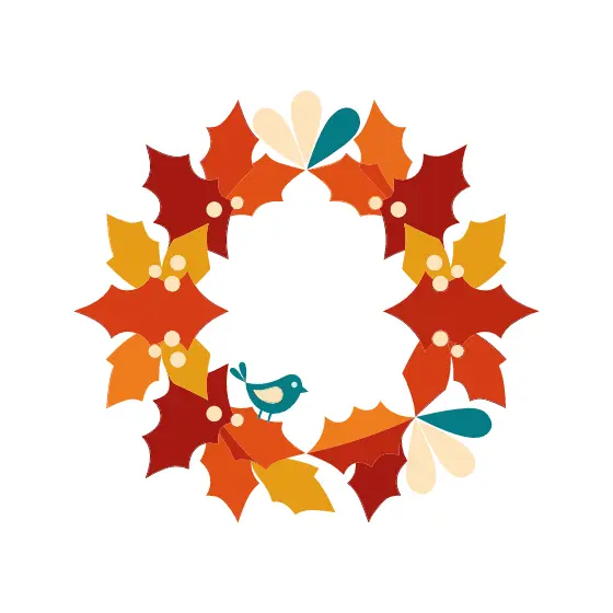 Orange Holly Wreath With Teal Bird