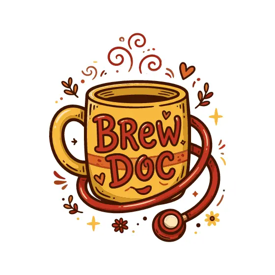 Yellow Mug Brew Doc With Hearts