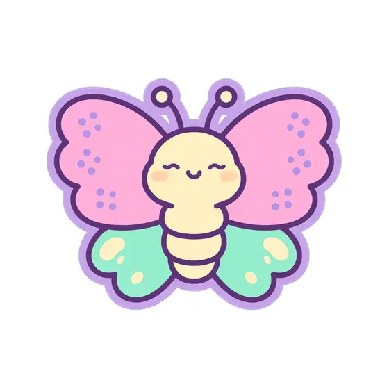 Pink and Mint Kawaii Butterfly Sticker