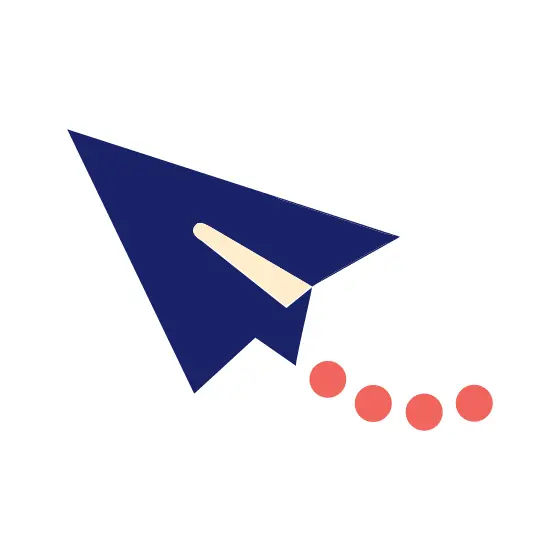 Navy Paper Plane With Coral Dots