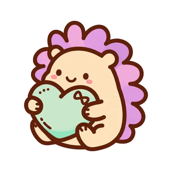 Side-Pose Hedgehog Clutching Mint Heart
