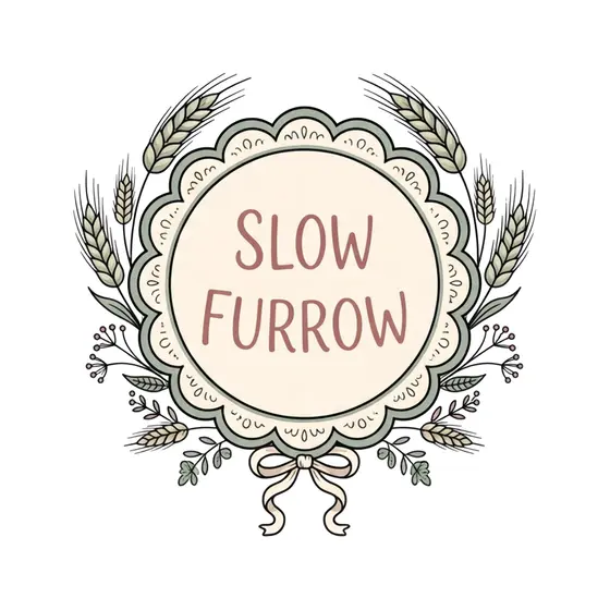 Slow Furrow Badge With Bow and Wheat