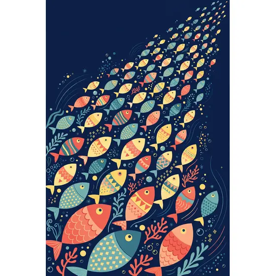 Diagonal School of Patterned Fish