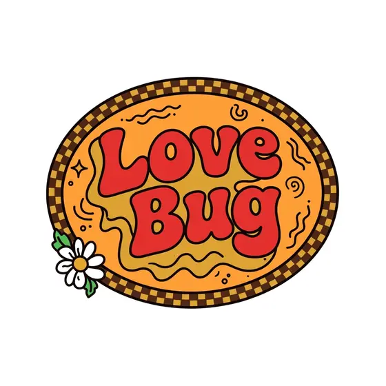 Love Bug Oval With Left Daisy