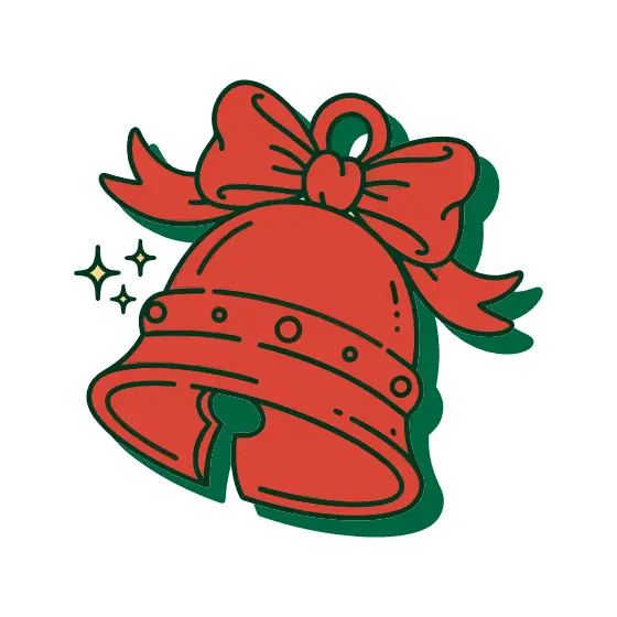 Red Bell With Green Shadow and Sparkles