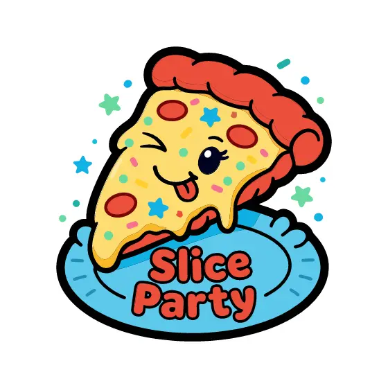 Winking Pizza Slice on Blue Plate
