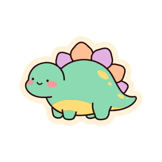 Mint Stegosaurus Sticker With Orange Plates
