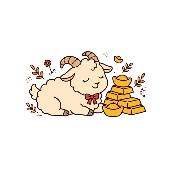 Sleepy Goat With Gold Ingots