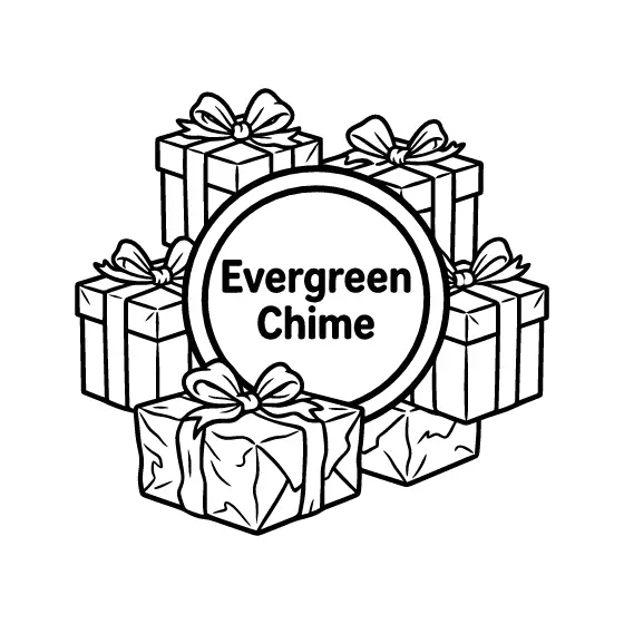 Evergreen Chime Badge With Gift Boxes