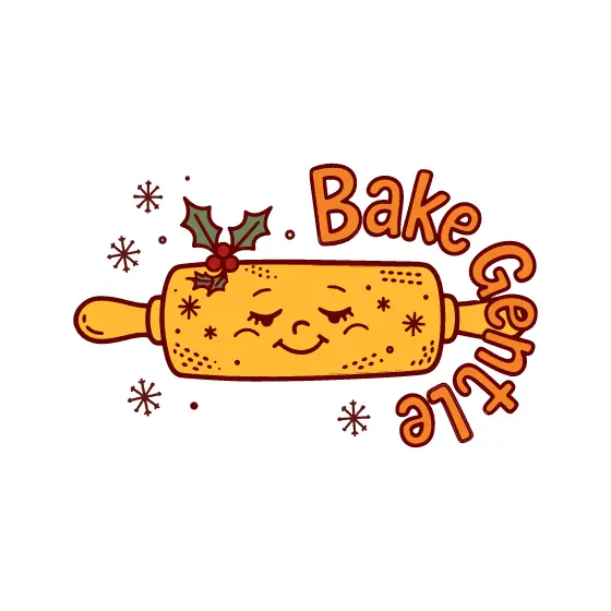 Sleepy Rolling Pin with Holly and Snowflakes