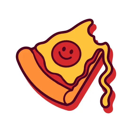 Smiling Pizza Slice With Cheese String