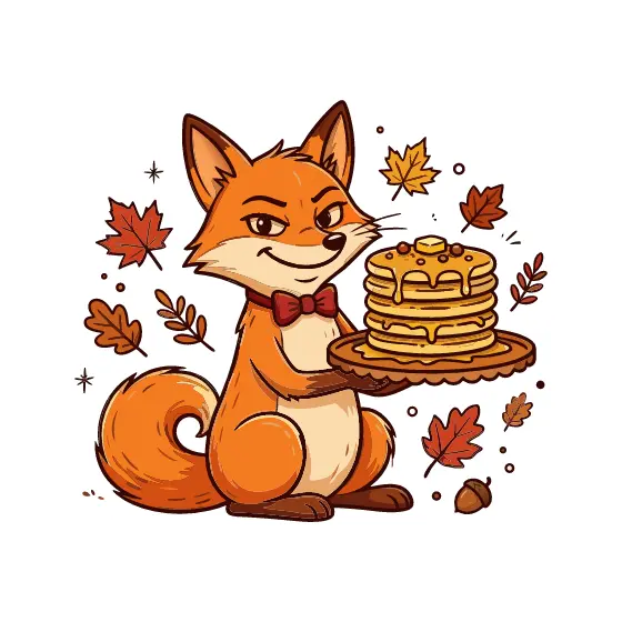 Fox With Bow Tie and Pancakes
