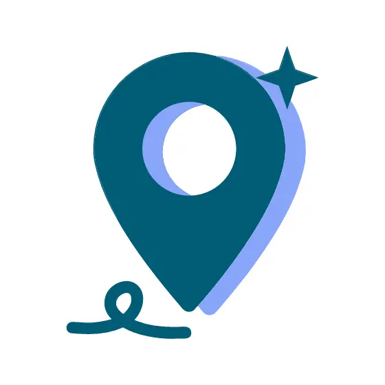 Teal Location Pin With Sparkle
