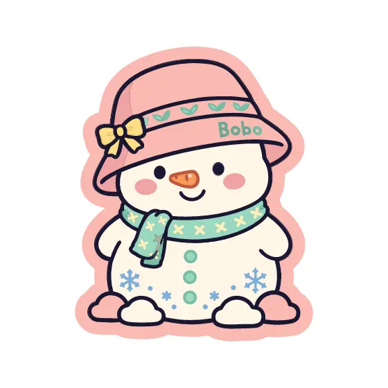 Pink Bow Hat Snowman Sticker