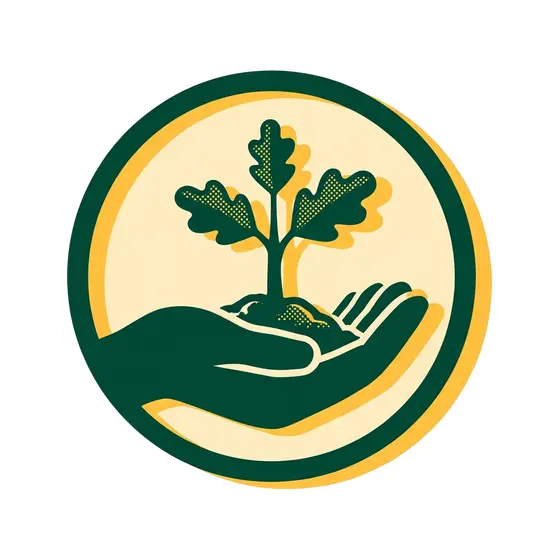 Oak Sapling In Cupped Hand Badge