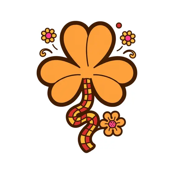 Three-Leaf Shamrock With Flower Accents