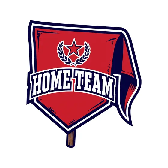 Home Team Red Pennant With Crest