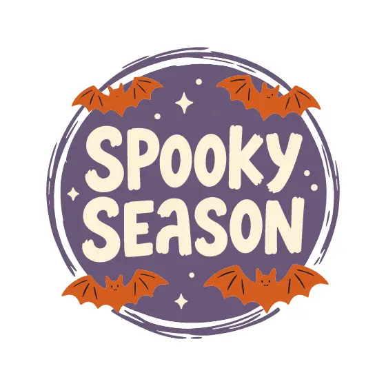 Circular Spooky Season Badge With Bats