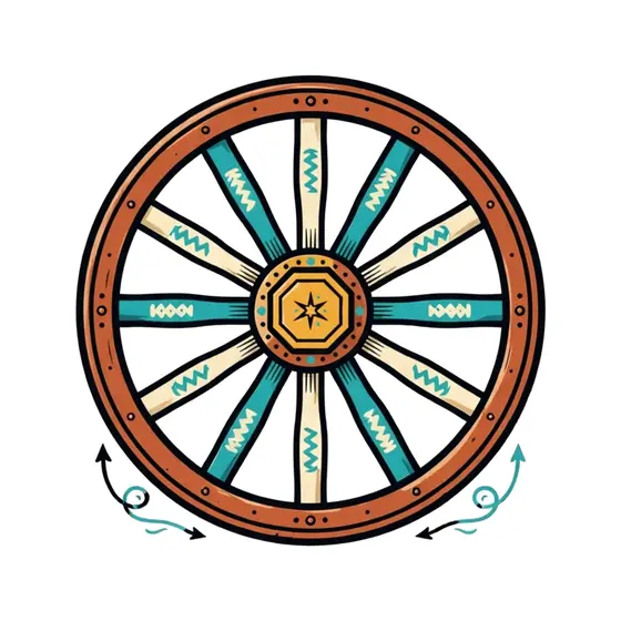 Zigzag Patterned Wagon Wheel with Arrows