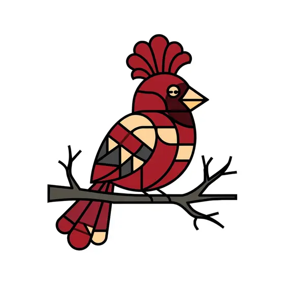 Stained Glass Cardinal Perched on Branch