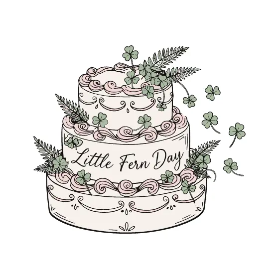 Decorated Cake With Clover And Fern