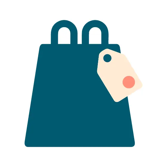 Teal Shopping Bag With Tag Icon