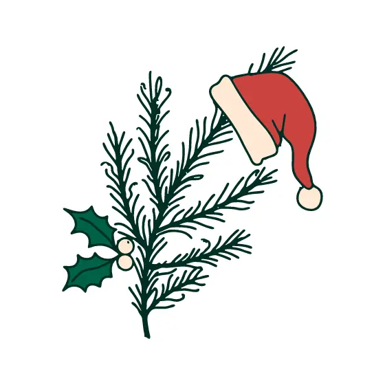 Fir Sprig With Santa Hat