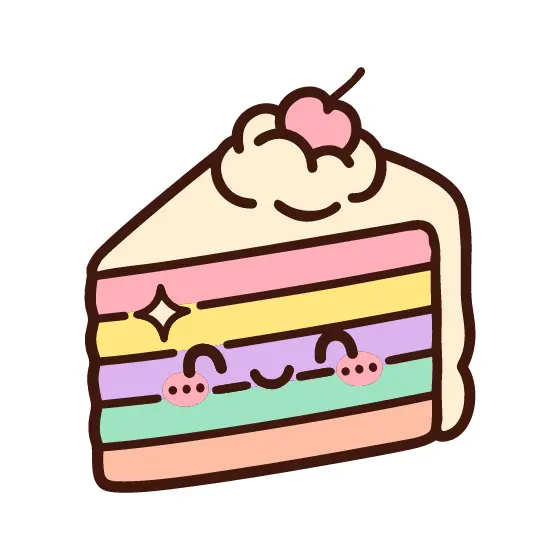 Pastel Rainbow Cake Slice with Cherry