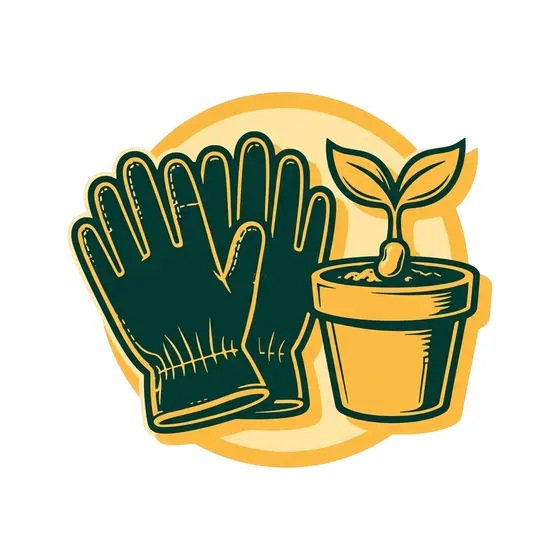 Gardening Gloves Beside Sprouting Pot