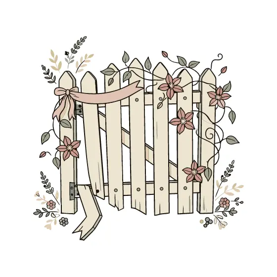 Cream Picket Gate With Clematis