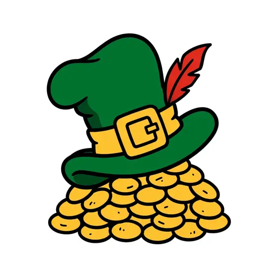 Green Hat Over Round Coin Mound